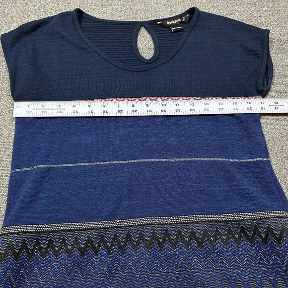 Desigual Shirt Women's Small Blue Glittery Embellished - Picture 3 of 7